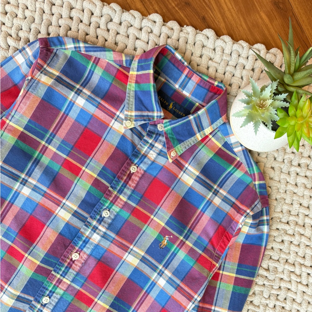 Ralph Lauren | Men’s Plaid Oxford Button Down Long Sleeve Multi-Plaid | Medium